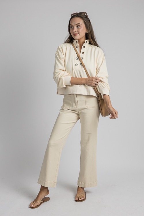 Gwyneth Twill Pants, Cream - SALE - The Blue Door Boutique